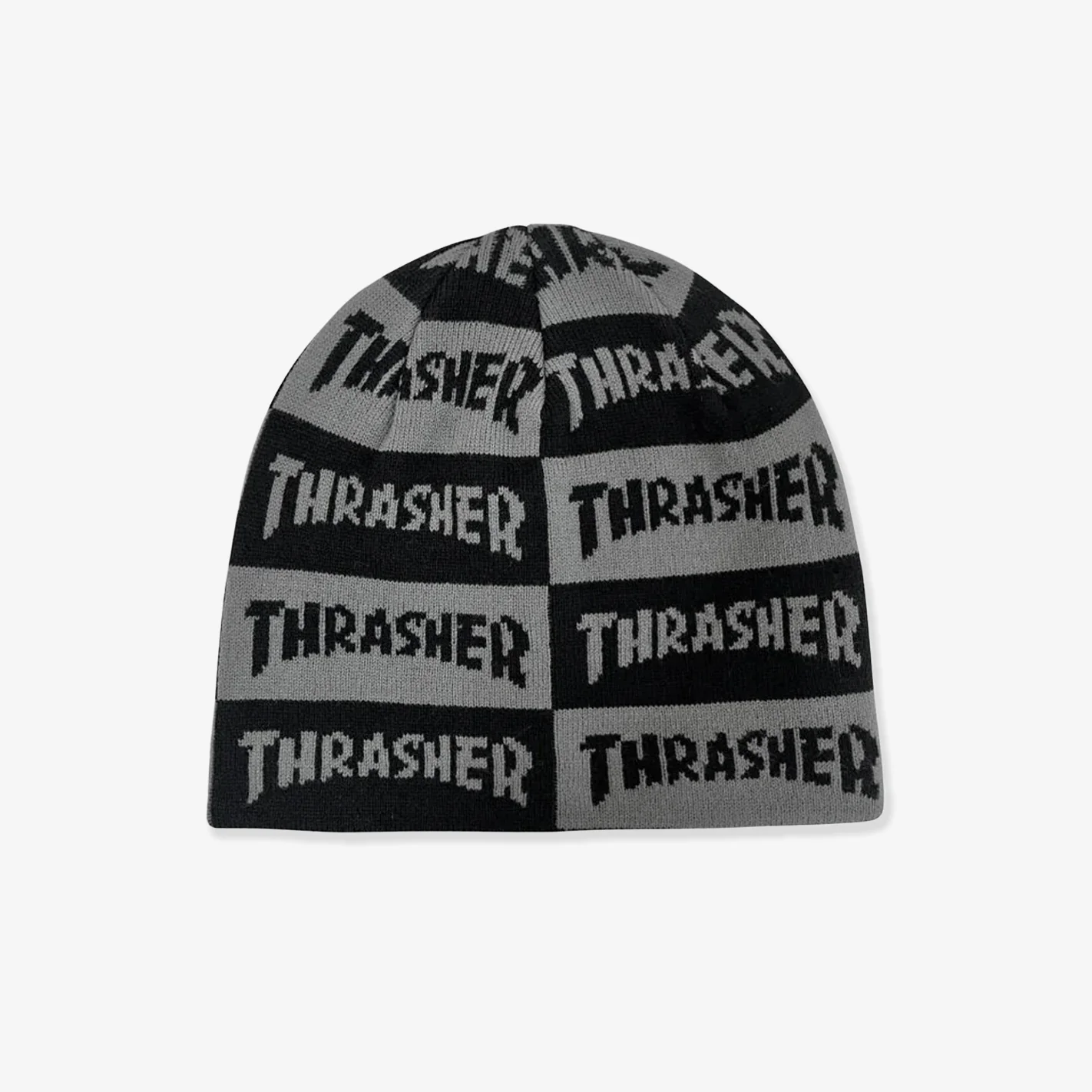 Mag Checkered Skully Beanie (Black/Grey)